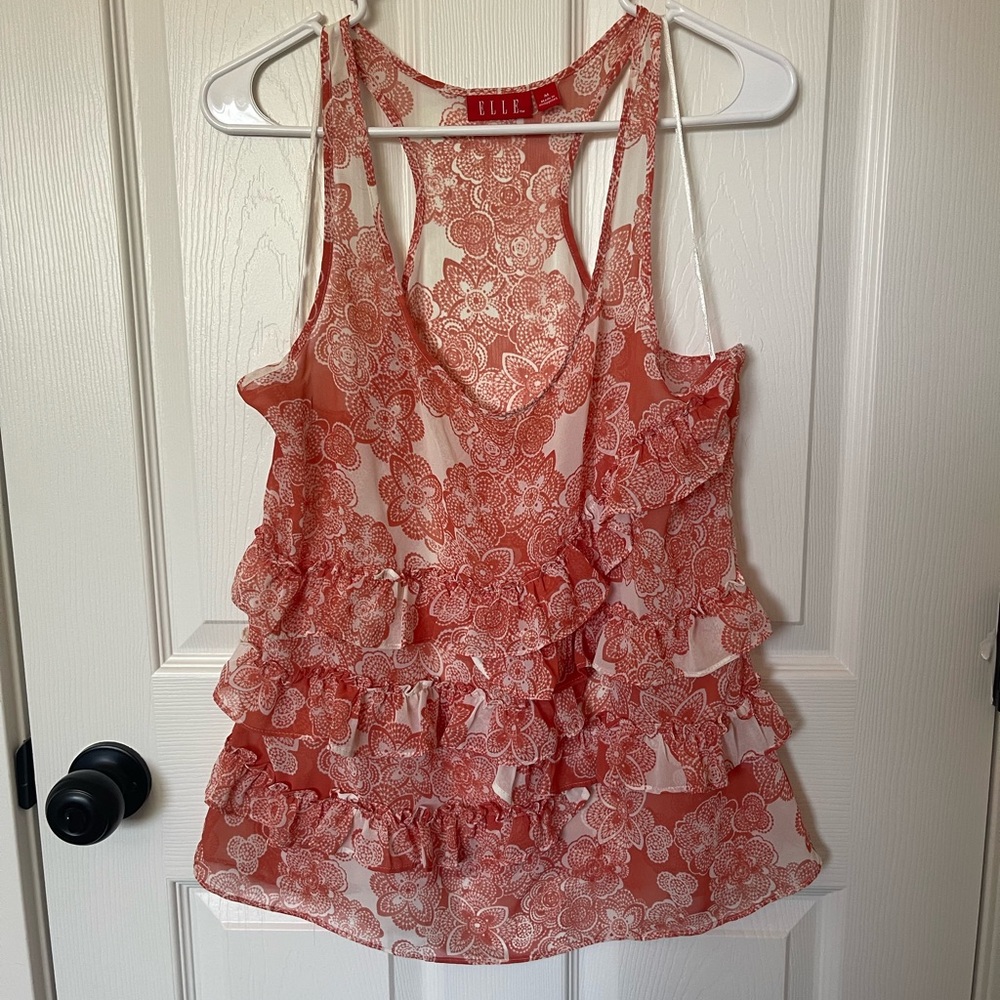 Elle Pink Ruffled Camisole Sleeveless Asymmetrical